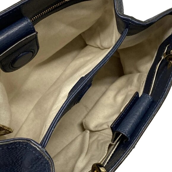 Auth GUCCI Bamboo Shopper 336032 Navy Leather - Tote Bag - Picture 15 of 16